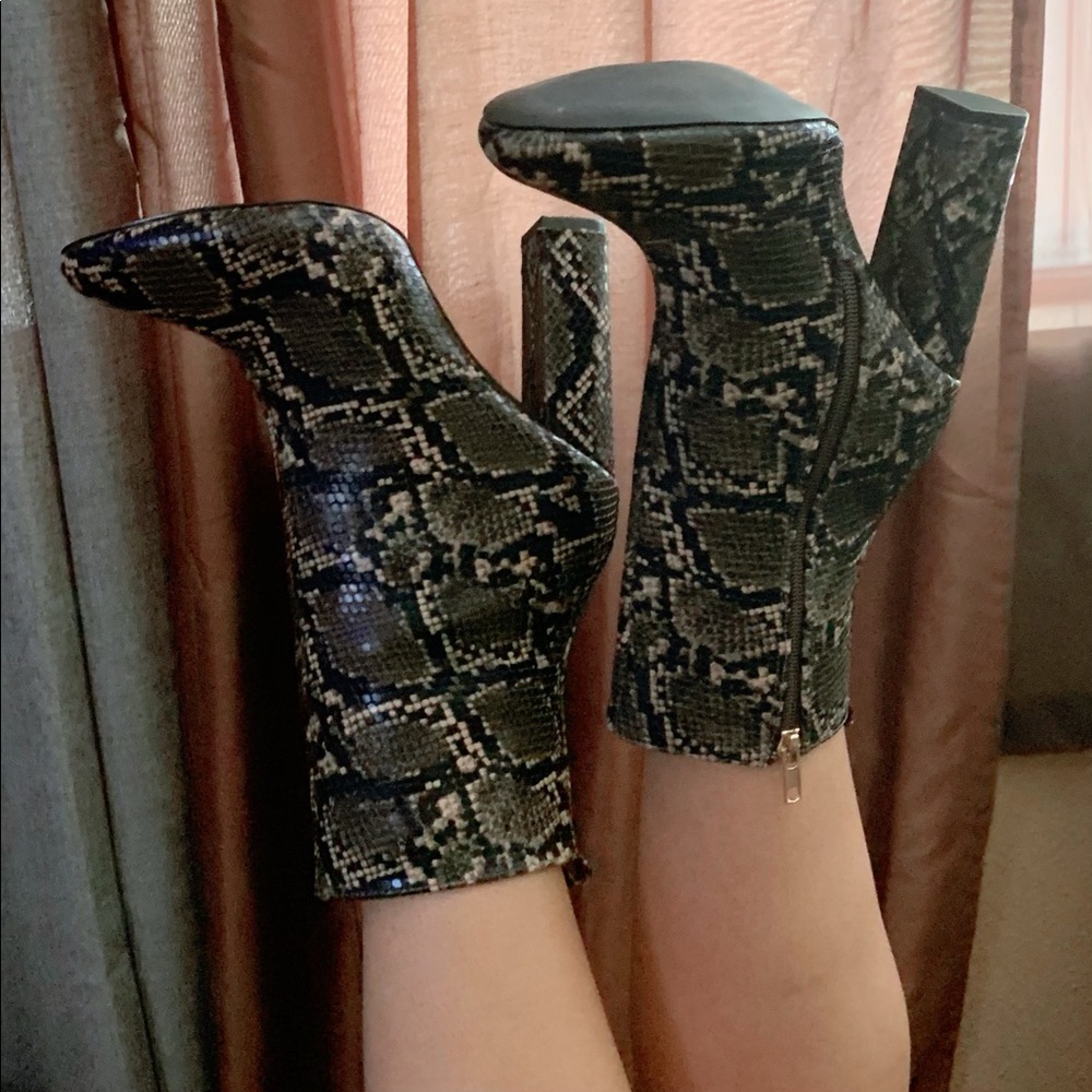 Snakeskin ankle boots